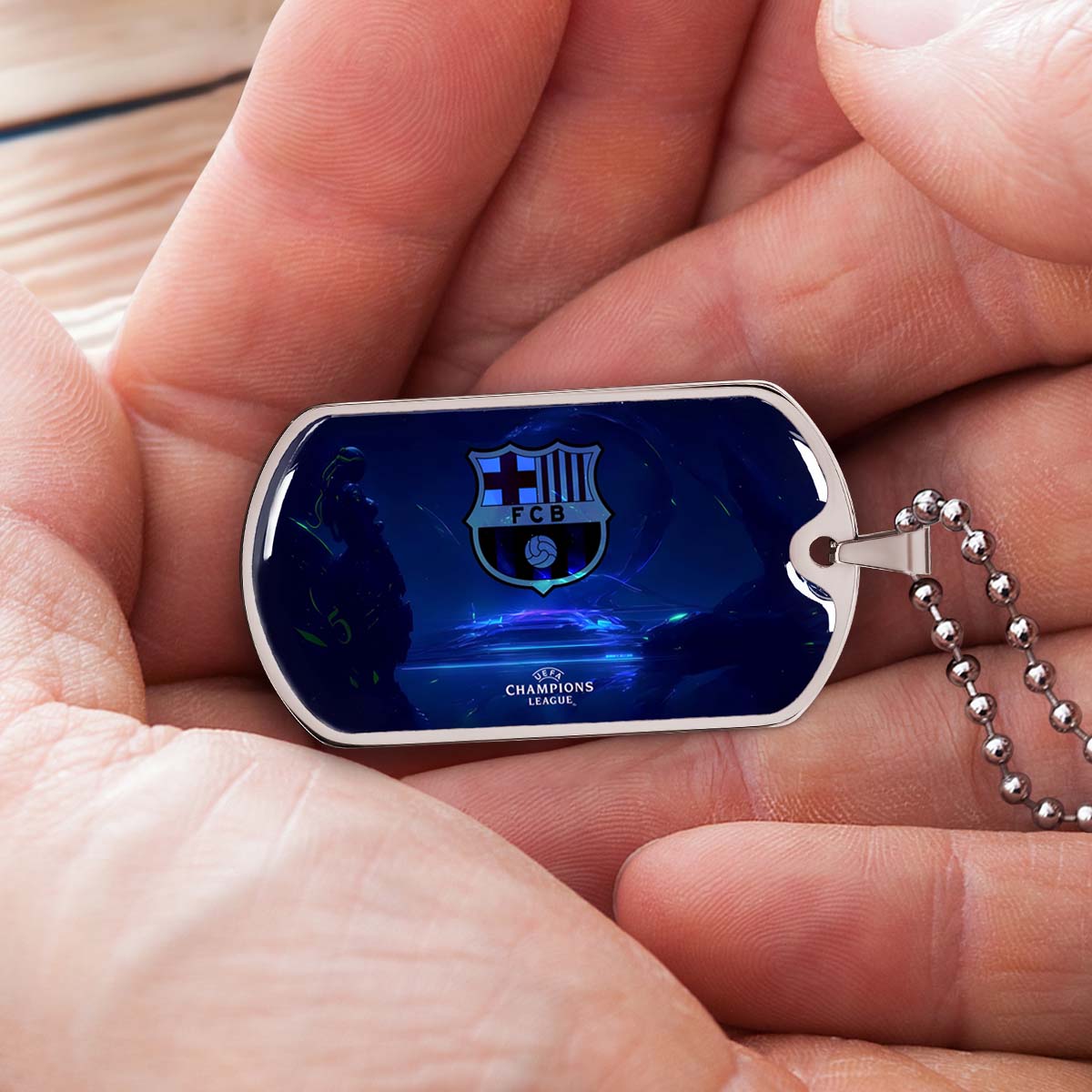 Soccer - SCD026 - FC Barcelona - FCB - UEFA Champions League - Soccer Dog Tag - Military Ball Chain - Luxury Dog Tag