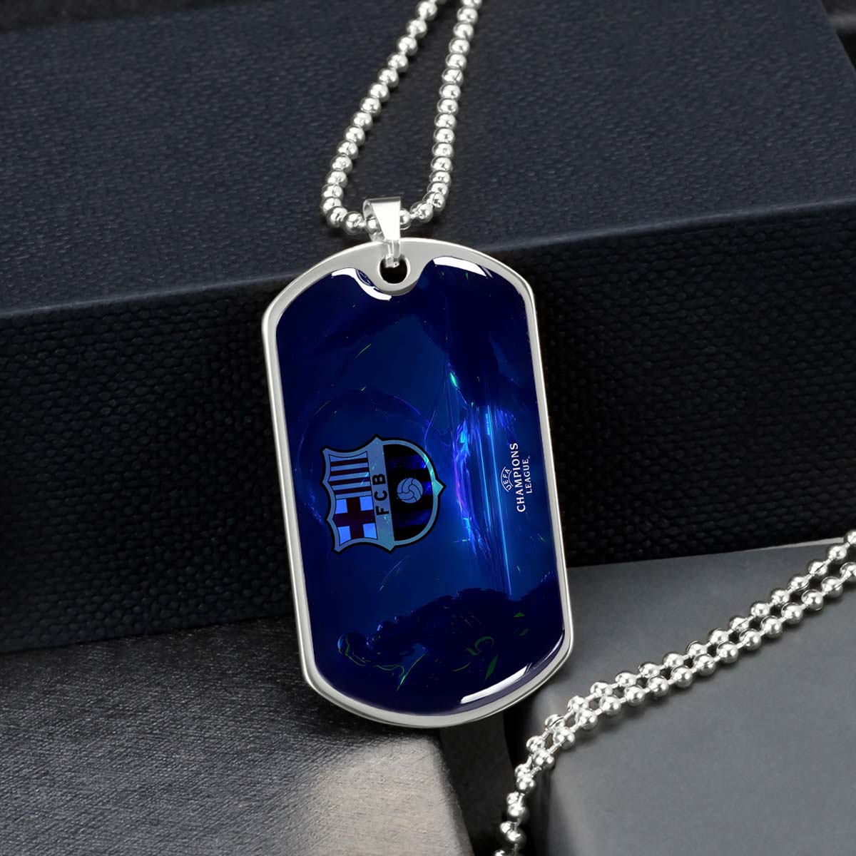 Soccer - SCD026 - FC Barcelona - FCB - UEFA Champions League - Soccer Dog Tag - Military Ball Chain - Luxury Dog Tag