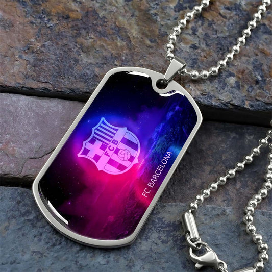 Soccer - SCD027 - FC Barcelona - FCB - Soccer Dog Tag - Military Ball Chain - Luxury Dog Tag