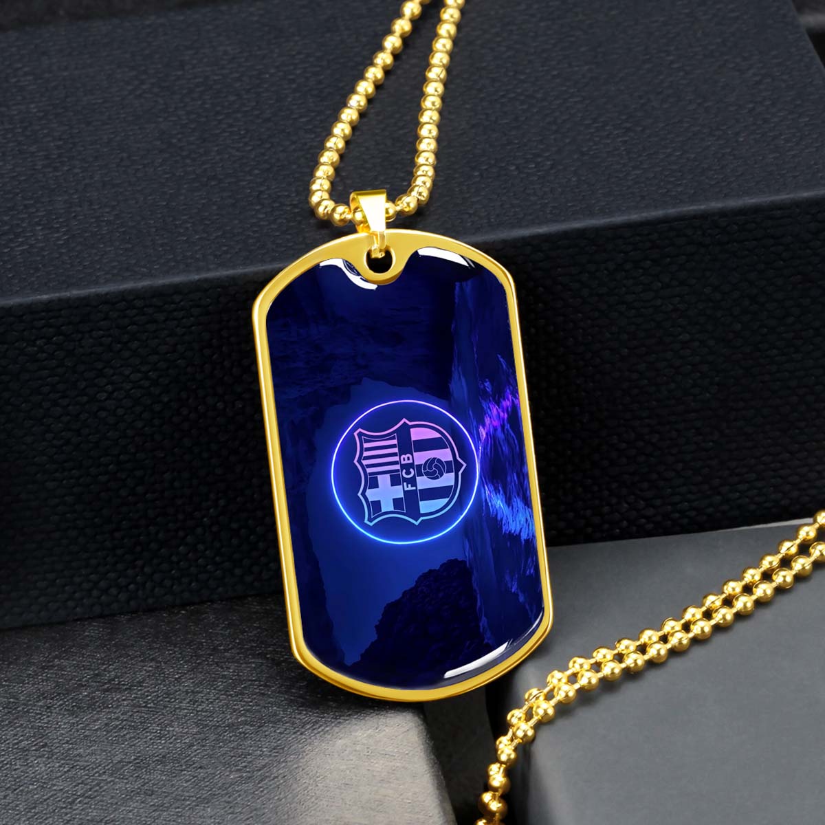 Soccer - SCD028 - FC Barcelona - FCB - Soccer Dog Tag - Military Ball Chain - Luxury Dog Tag