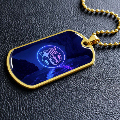 Soccer - SCD028 - FC Barcelona - FCB - Soccer Dog Tag - Military Ball Chain - Luxury Dog Tag