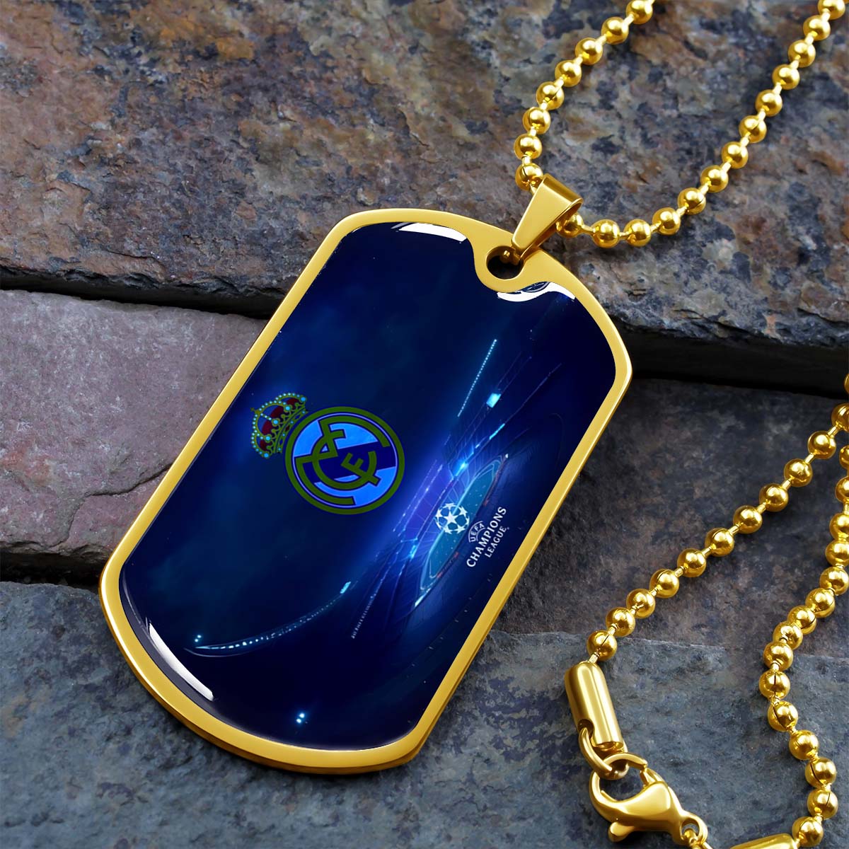 Soccer - SCD029 - FC Real Madrid - UEFA Champions League - Soccer Dog Tag - Military Ball Chain - Luxury Dog Tag