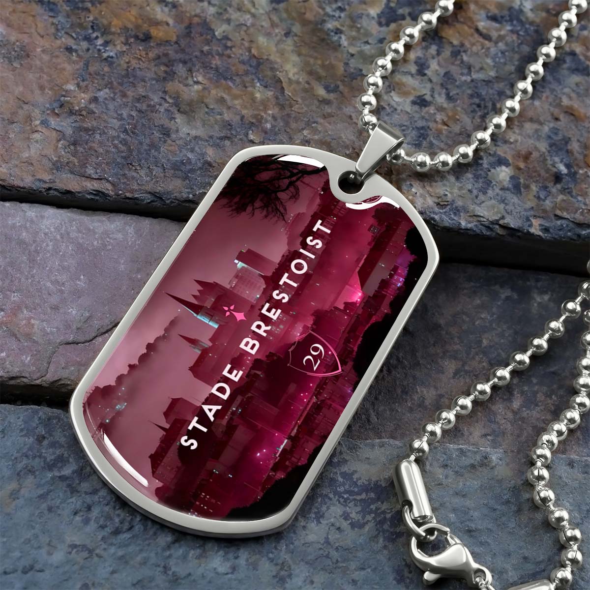 Soccer - SCD032 - Stade Brestoist 29 - Soccer Dog Tag - Military Ball Chain - Luxury Dog Tag