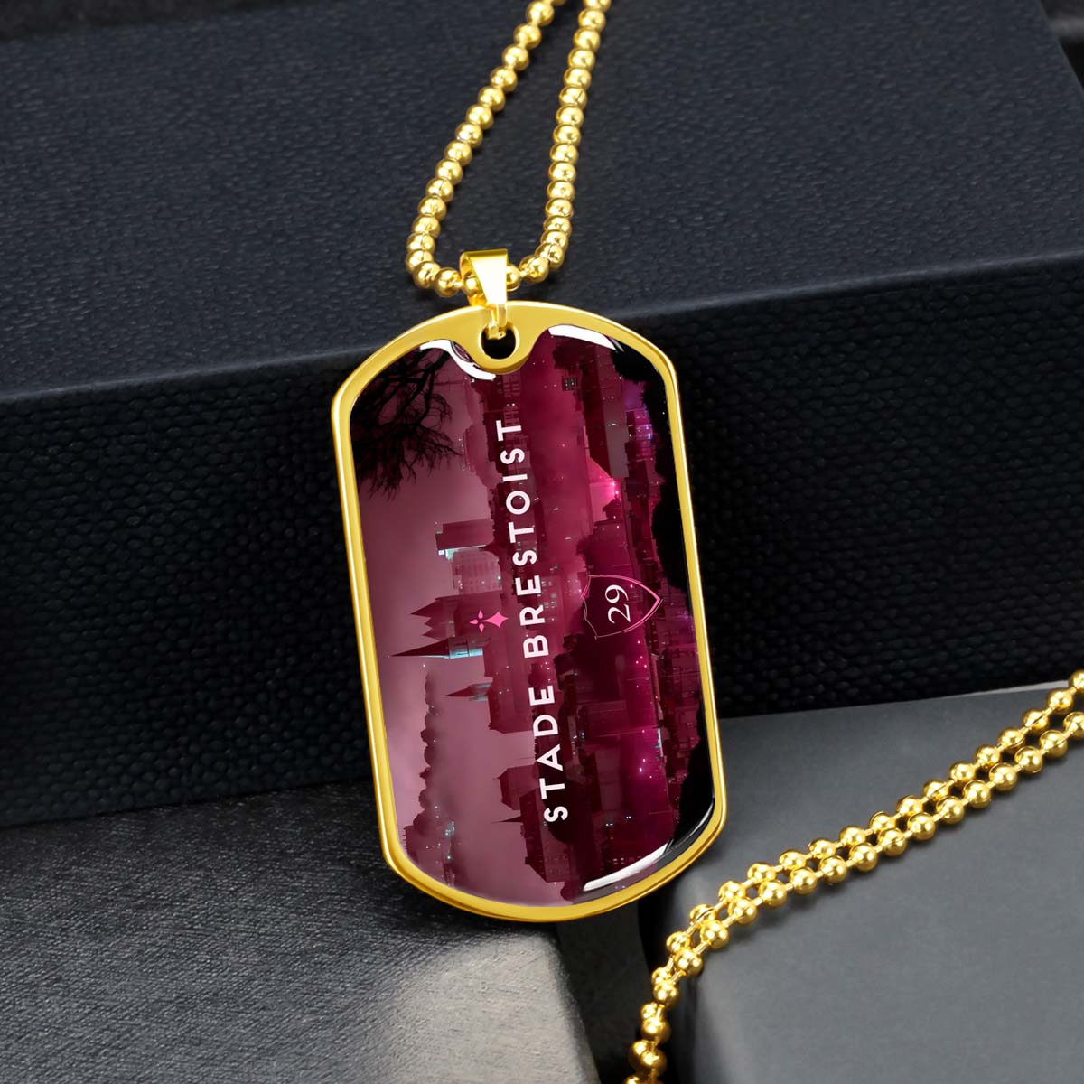 Soccer - SCD032 - Stade Brestoist 29 - Soccer Dog Tag - Military Ball Chain - Luxury Dog Tag