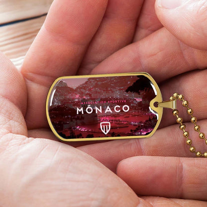 Soccer - SCD033 - AS Monaco - Association Sportive Monaco - Football Club - Soccer Dog Tag - Military Ball Chain - Luxury Dog Tag