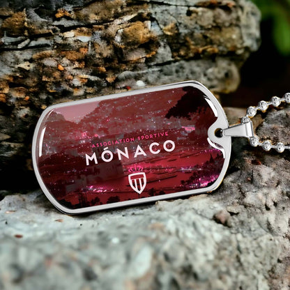 Soccer - SCD033 - AS Monaco - Association Sportive Monaco - Football Club - Soccer Dog Tag - Military Ball Chain - Luxury Dog Tag