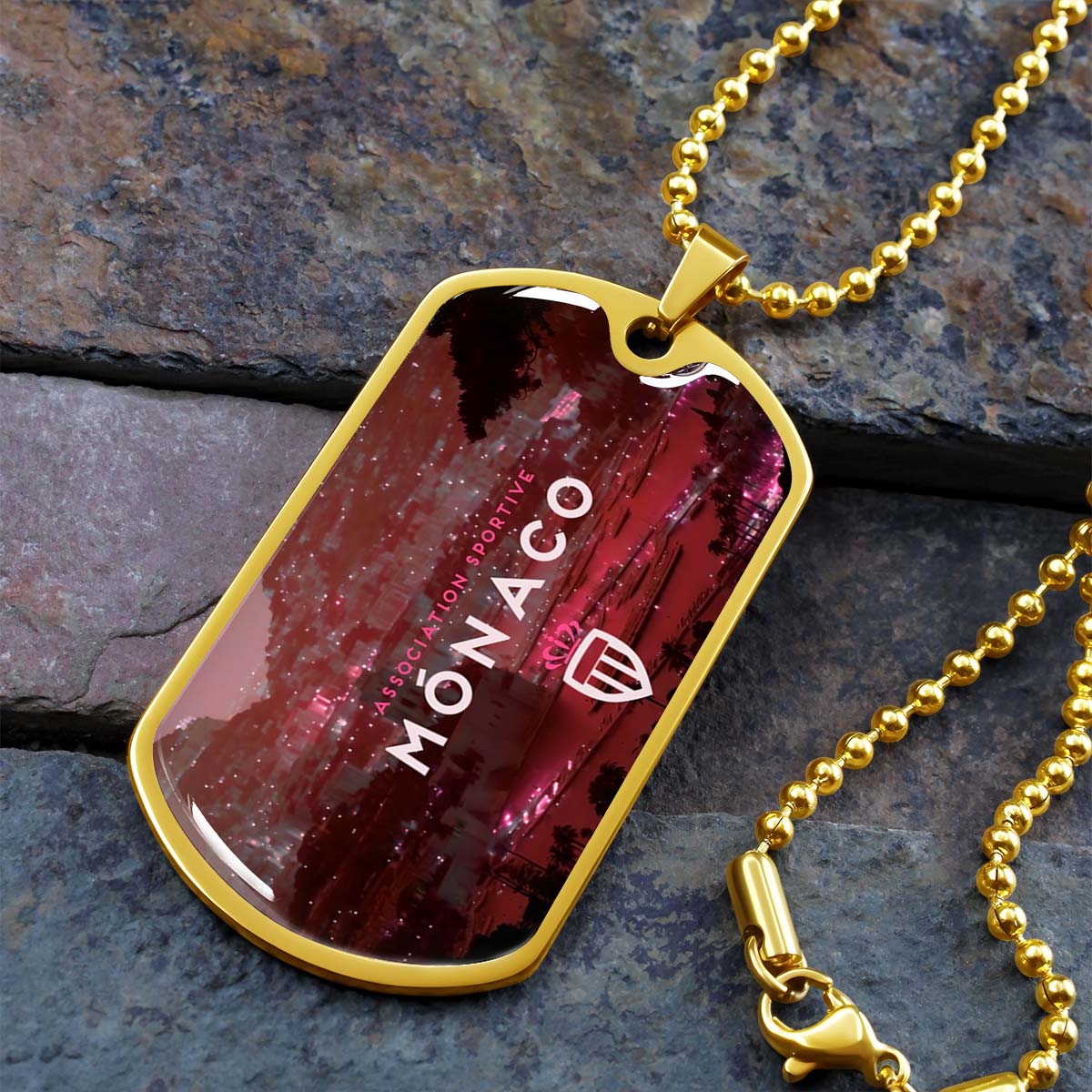 Soccer - SCD033 - AS Monaco - Association Sportive Monaco - Football Club - Soccer Dog Tag - Military Ball Chain - Luxury Dog Tag