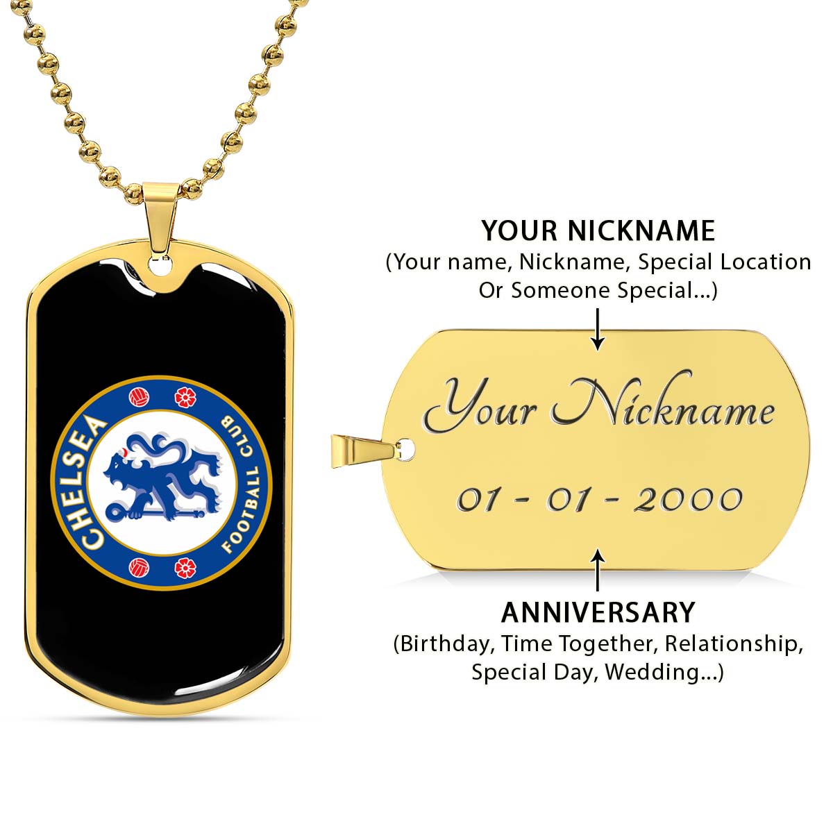 Soccer - SCD037 - Chelsea FC - Football Club - Soccer Dog Tag - Military Ball Chain - Luxury Dog Tag