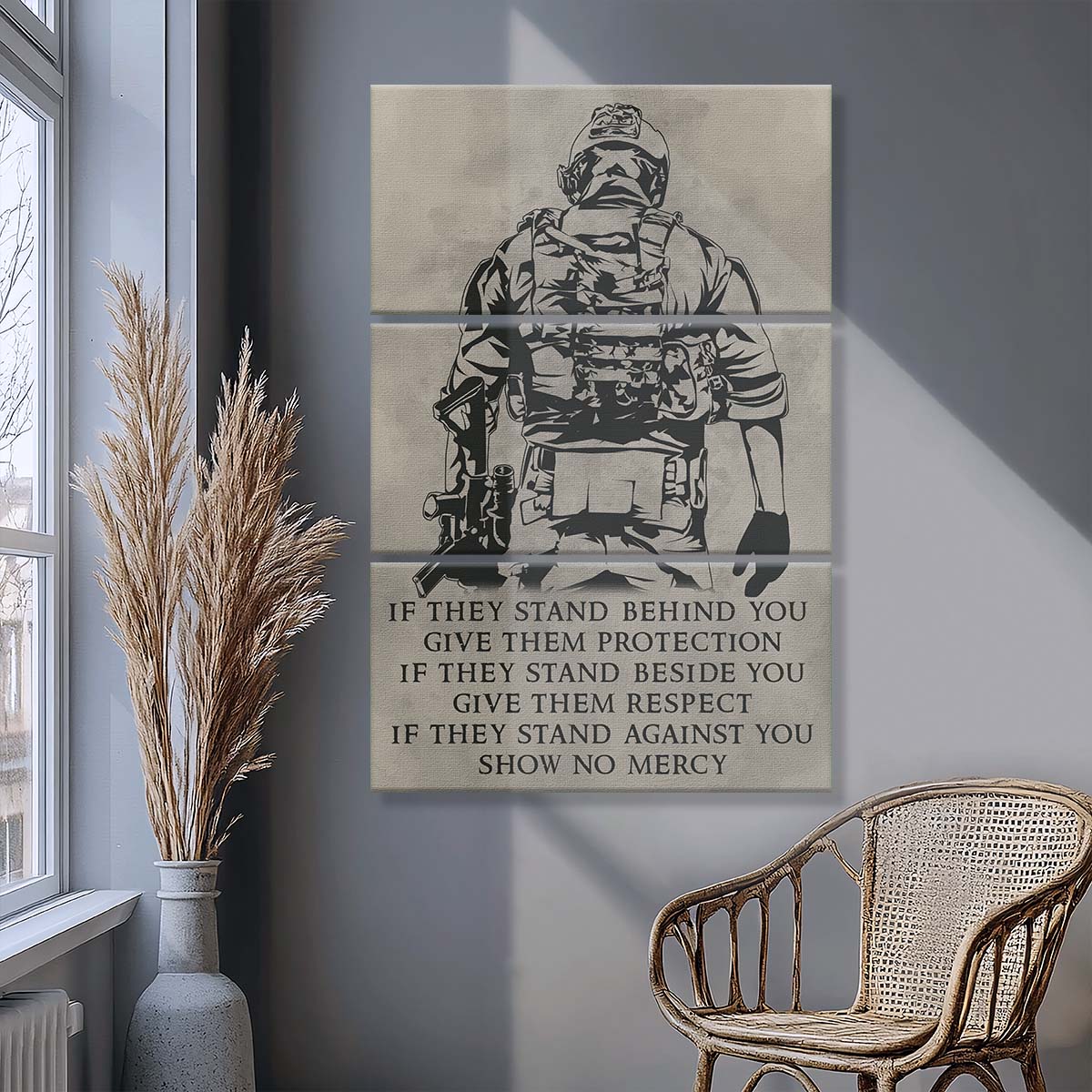Soldier - 3 Piece Wall Art - SD018 - IF - Show No Mercy - Army - Marine - Soldier Canvas