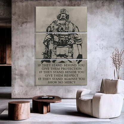 Soldier - 3 Piece Wall Art - SD018 - IF - Show No Mercy - Army - Marine - Soldier Canvas