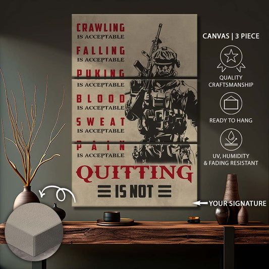 Soldier - 3 Piece Wall Art - SD032 - Quitting Is Not - Army - Marine - Soldier Canvas