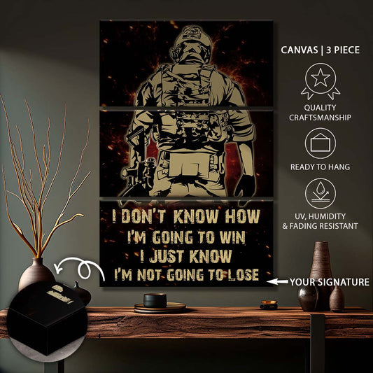Soldier - 3 Piece Wall Art - SD037 - I'm Not Going To Lose - Army - Marine - Soldier Canvas