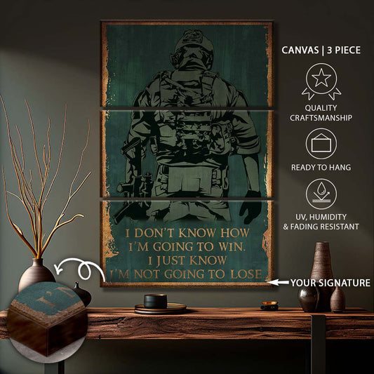 Soldier - 3 Piece Wall Art - SD041 - I'm Not Going To Lose - Army - Marine - Soldier Canvas