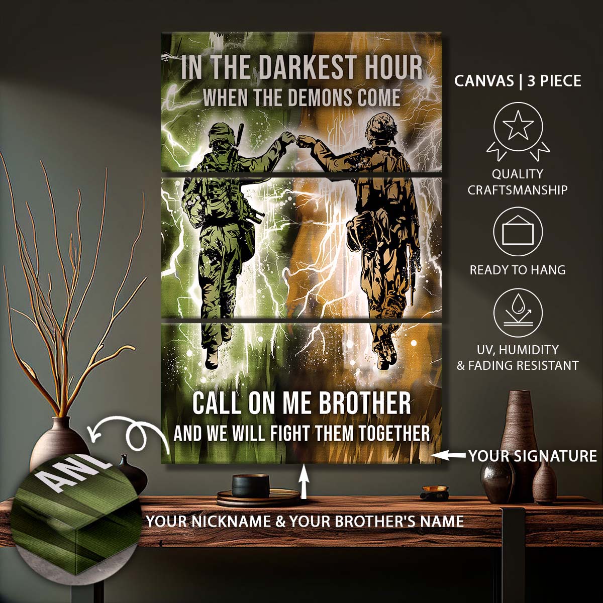Soldier - 3 Piece Wall Art - SD042 - Call On me Brother - Army - Marine - Soldier Canvas