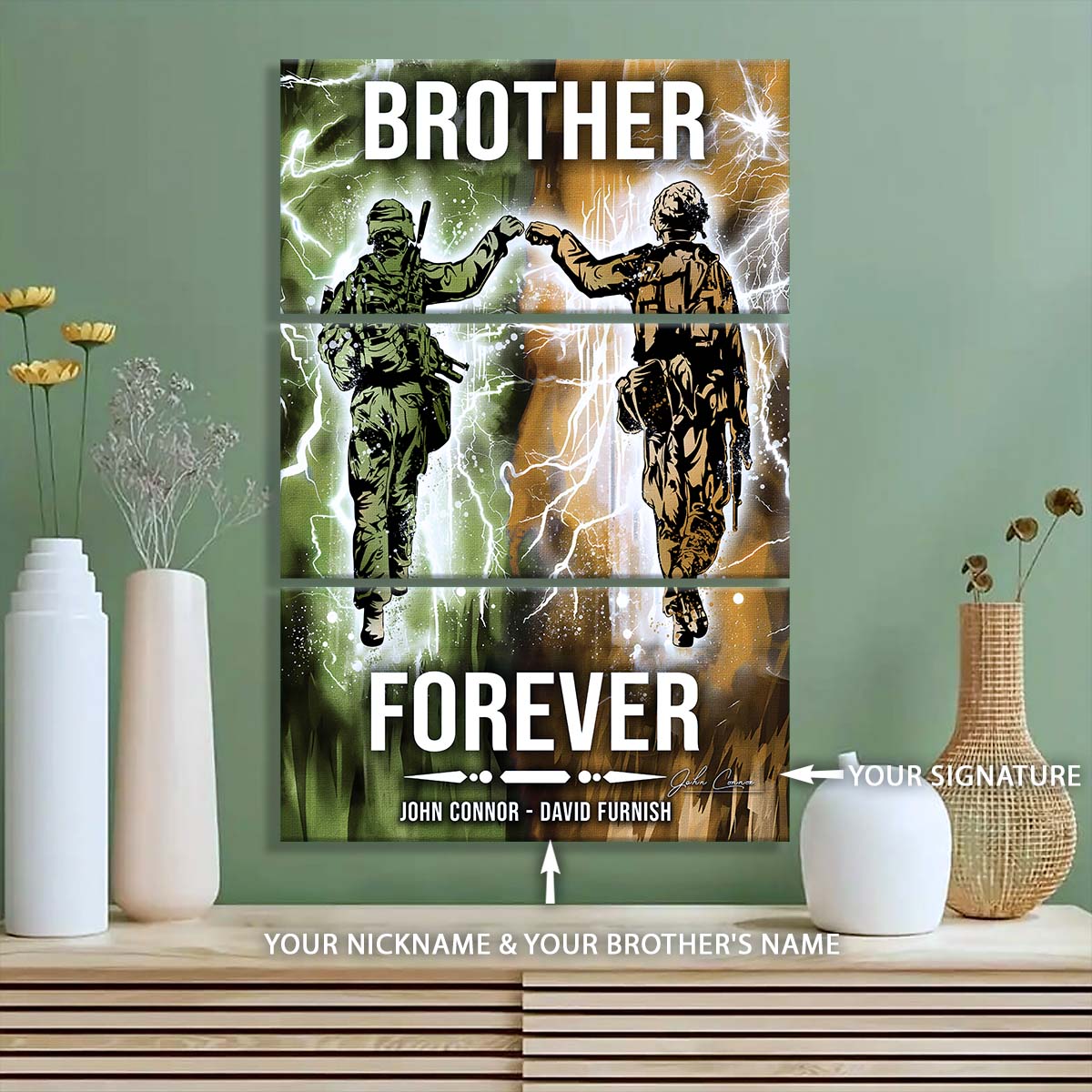 Soldier - 3 Piece Wall Art - SD043 - Brother Forever - Army - Marine - Soldier Canvas