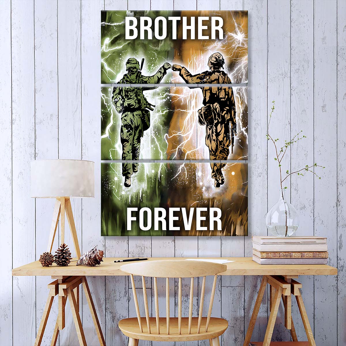 Soldier - 3 Piece Wall Art - SD043 - Brother Forever - Army - Marine - Soldier Canvas