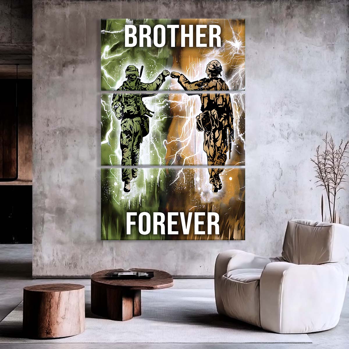 Soldier - 3 Piece Wall Art - SD043 - Brother Forever - Army - Marine - Soldier Canvas