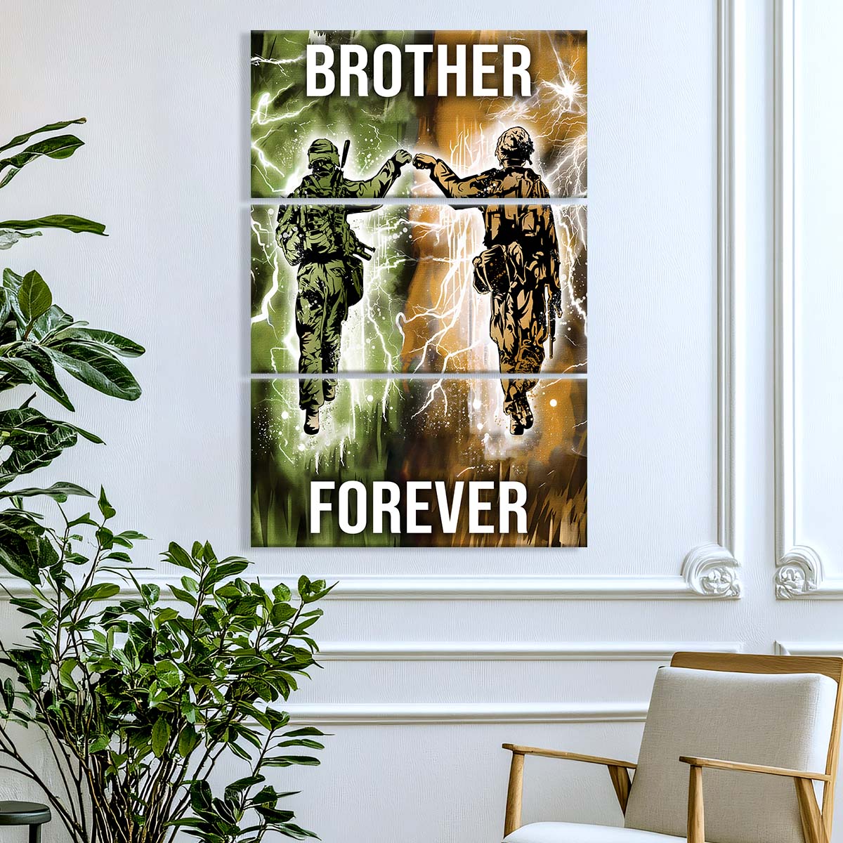 Soldier - 3 Piece Wall Art - SD043 - Brother Forever - Army - Marine - Soldier Canvas