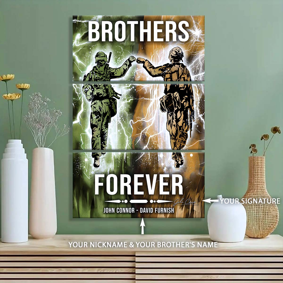 Soldier - 3 Piece Wall Art - SD044 - Brothers Forever - Army - Marine - Soldier Canvas