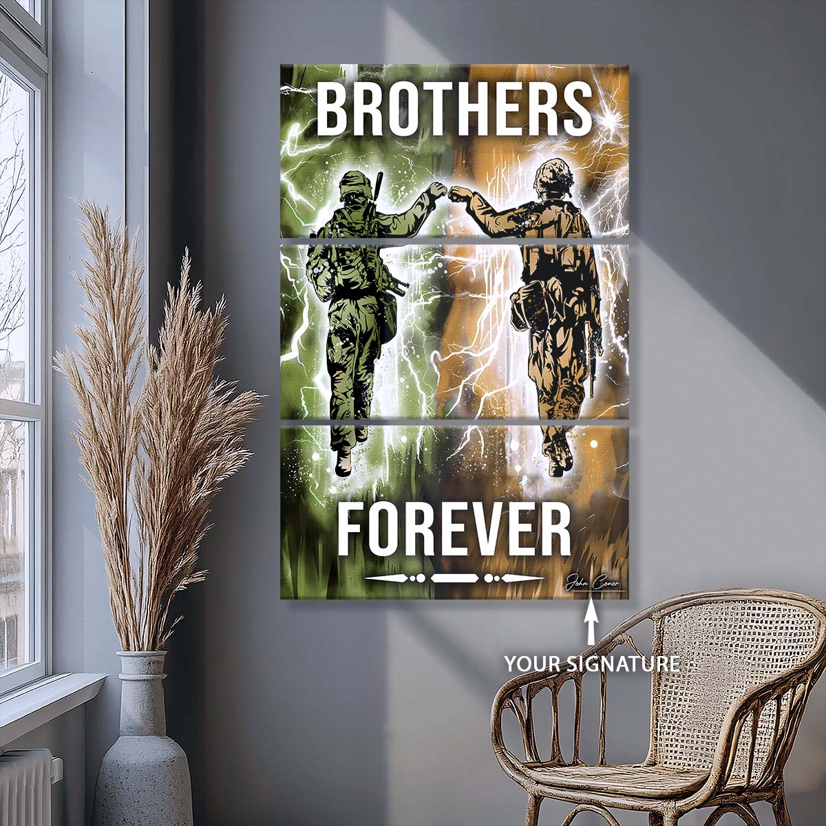 Soldier - 3 Piece Wall Art - SD044 - Brothers Forever - Army - Marine - Soldier Canvas