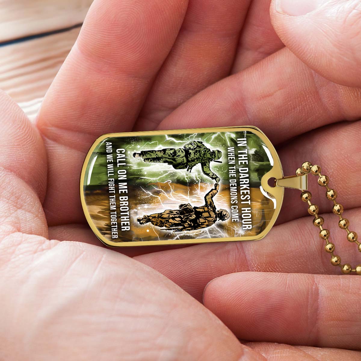 Soldier - SDDL004 - Call On Me Brother - Army - Marine - Soldier Dog Tag - Military Ball Chain - Luxury Dog Tag