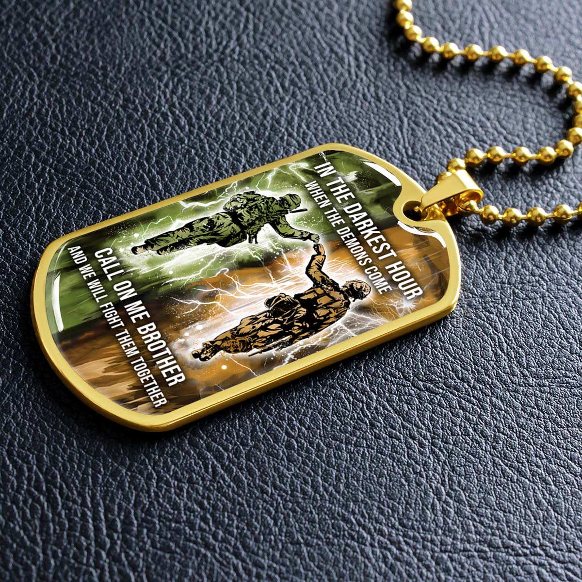 Soldier - SDDL004 - Call On Me Brother - Army - Marine - Soldier Dog Tag - Military Ball Chain - Luxury Dog Tag