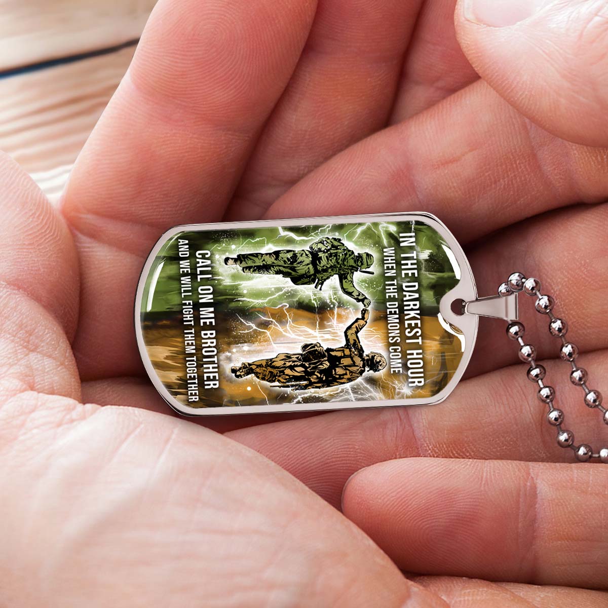Soldier - SDDL004 - Call On Me Brother - Army - Marine - Soldier Dog Tag - Military Ball Chain - Luxury Dog Tag