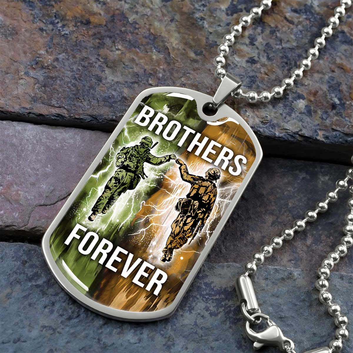 Soldier - SDDL005 - Brothers Forever - Army - Marine - Soldier Dog Tag - Military Ball Chain - Luxury Dog Tag