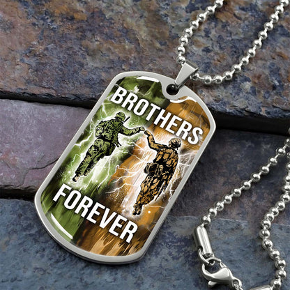 Soldier - SDDL005 - Brothers Forever - Army - Marine - Soldier Dog Tag - Military Ball Chain - Luxury Dog Tag