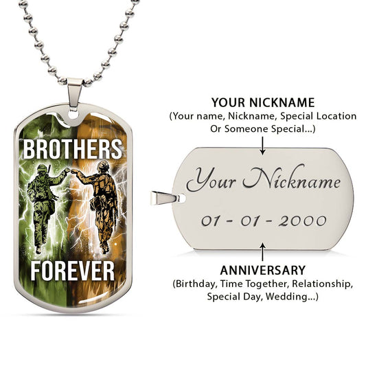 Soldier - SDDL005 - Brothers Forever - Army - Marine - Soldier Dog Tag - Military Ball Chain - Luxury Dog Tag