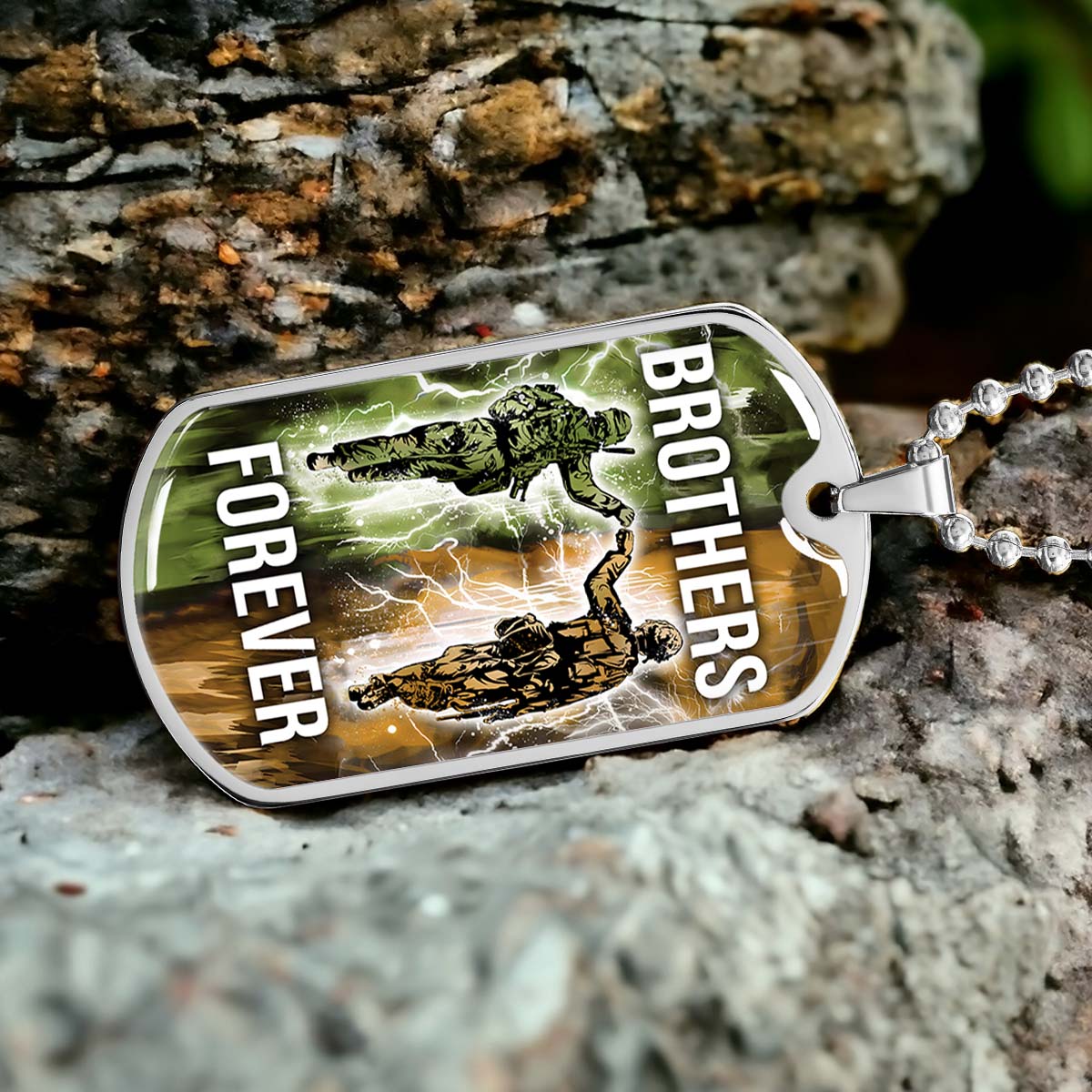 Soldier - SDDL005 - Brothers Forever - Army - Marine - Soldier Dog Tag - Military Ball Chain - Luxury Dog Tag