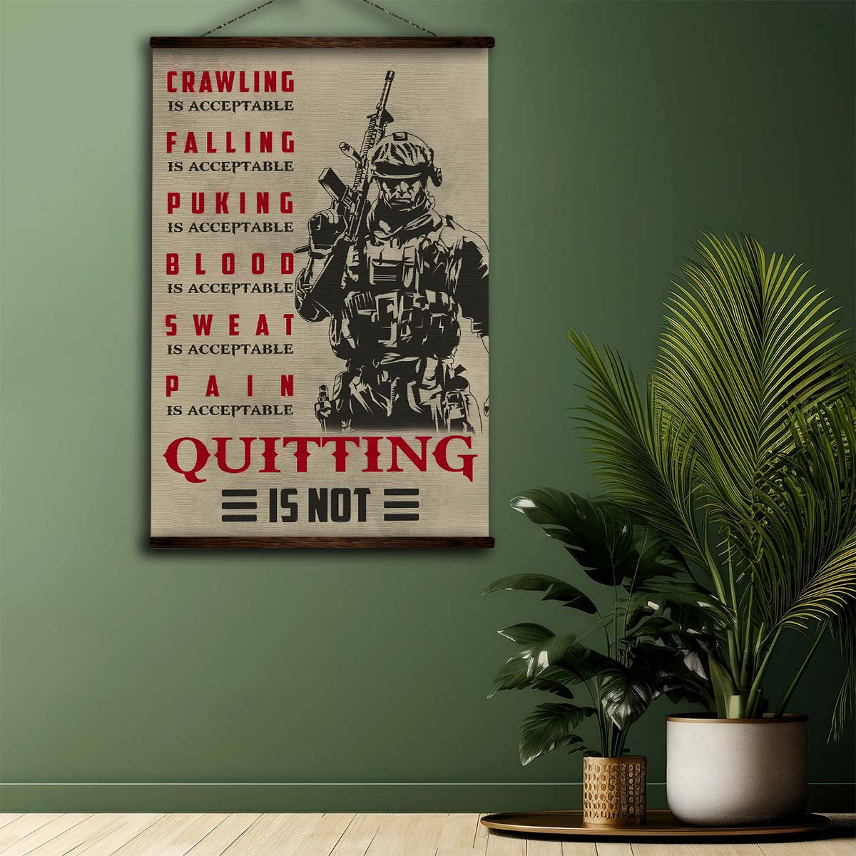 Soldier Wall Art - Soldier Poster - Soldier Canvas - Quitting Is Not - Army - Marine - SD032 - Vertical Poster - Vertical Canvas