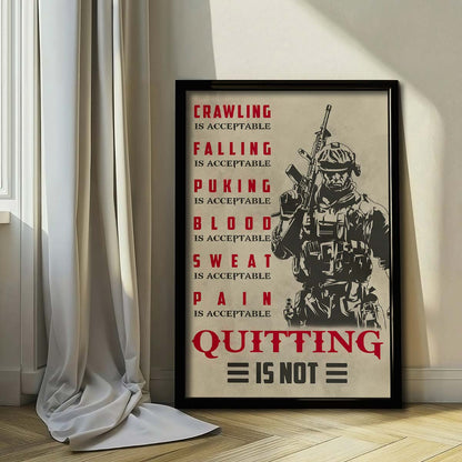 Soldier Wall Art - Soldier Poster - Soldier Canvas - Quitting Is Not - Army - Marine - SD032 - Vertical Poster - Vertical Canvas