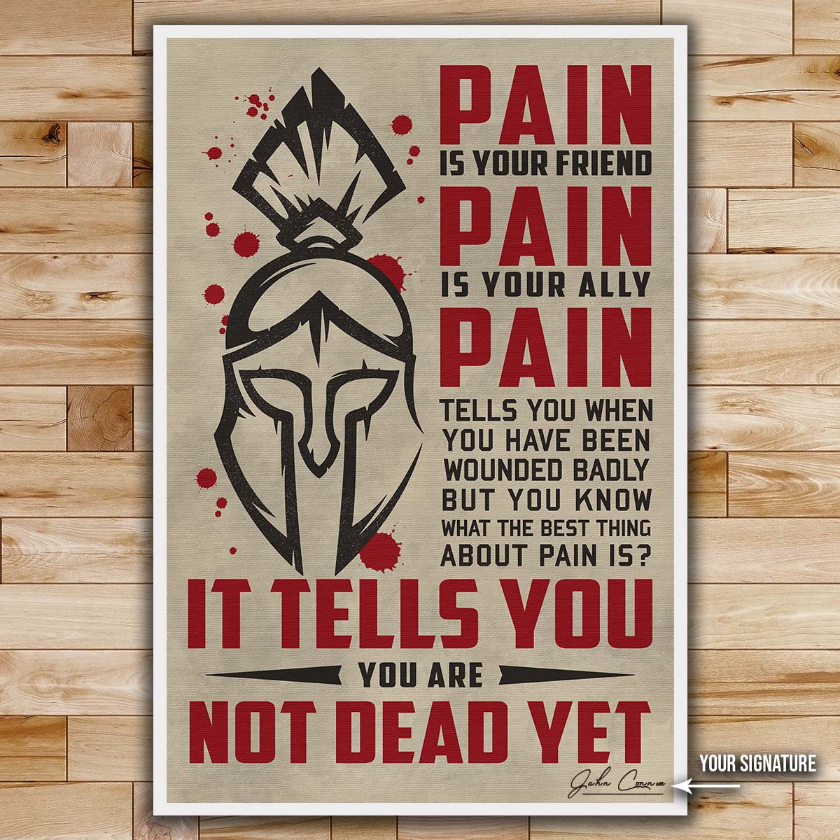 Spartan Wall Art - Spartan Poster - Spartan Canvas - PAIN - It Tells You - You Are Not Dead Yet - WA015 - Spartan Warrior - Vertical Poster - Vertical Canvas