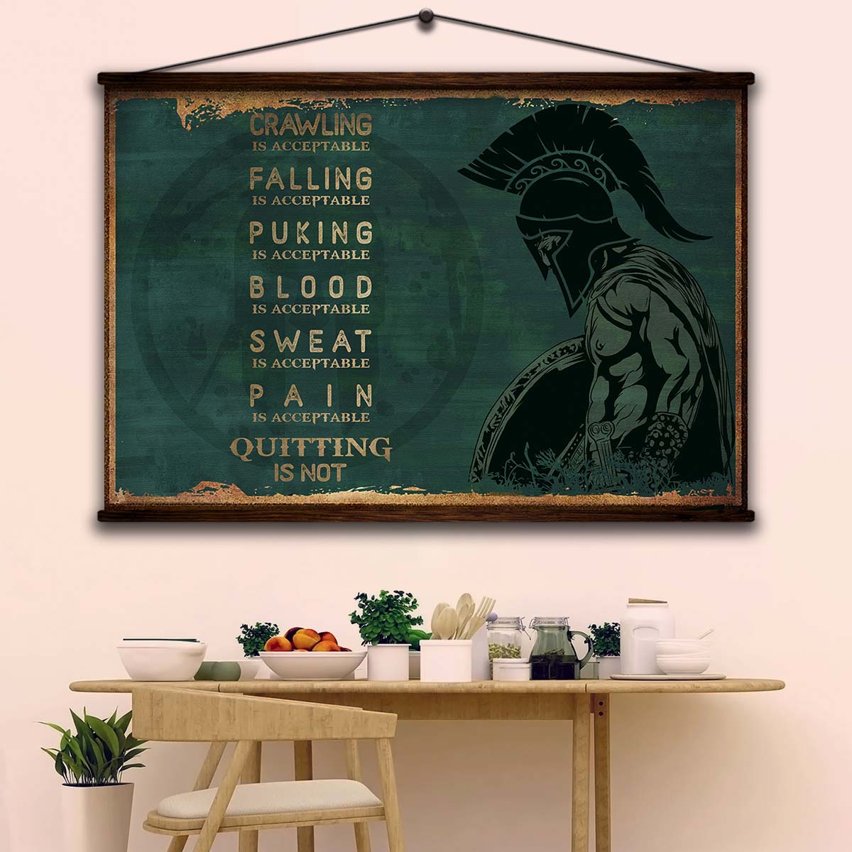 Spartan Wall Art - Spartan Poster - Spartan Canvas - Quitting Is Not - WA118 - Spartan Warrior - Horizontal Poster - Horizontal Canvas