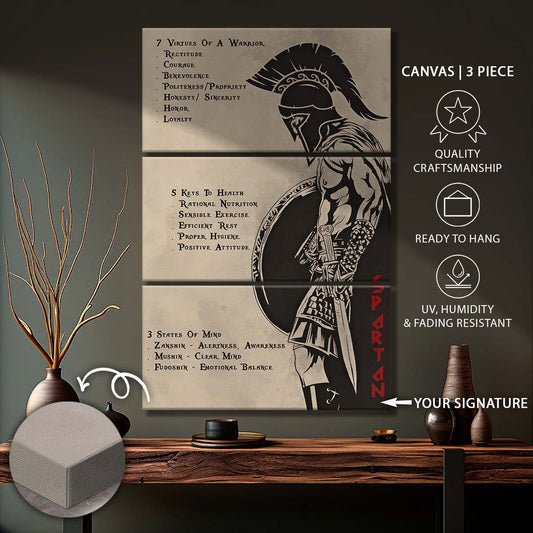 Spartan Warrior - 3 Piece Wall Art - WA002 - 753 Code - Sparta - Leonidas - Gladiator - Spartan Warrior Canvas