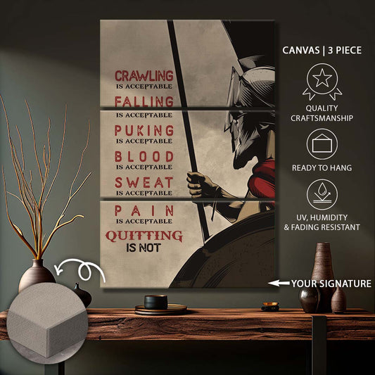 Spartan Warrior - 3 Piece Wall Art - WA018 - Quitting Is Not - Sparta - Leonidas - Gladiator - Spartan Warrior Canvas