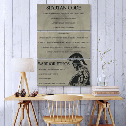 Spartan Warrior - 3 Piece Wall Art - WA039 - Spartan Code - Warrior Ethos - Sparta - Leonidas - Gladiator - Spartan Warrior Canvas