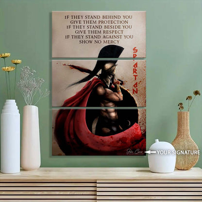 Spartan Warrior - 3 Piece Wall Art - WA065 - IF - Show No Mercy - Sparta - Leonidas - Spartan Warrior Canvas
