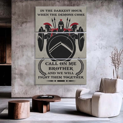 Spartan Warrior - 3 Piece Wall Art - WA084 - Call On me Brother - Sparta - Leonidas - Gladiator - Spartan Warrior Canvas