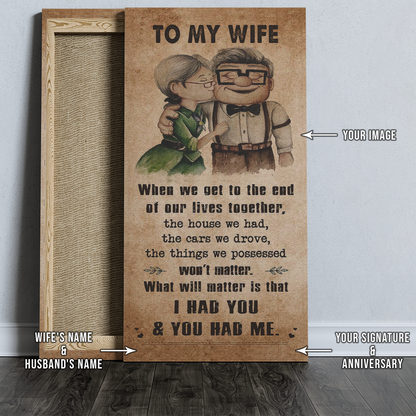 UP001 -  To My Wife - I Had You And You Had Me - Carl & Ellie - Up (2009 film) - Vertical Poster - Vertical Canvas - Carl & Ellie Poster