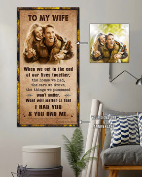 UP001 -  To My Wife - I Had You And You Had Me - Carl & Ellie - Up (2009 film) - Vertical Poster - Vertical Canvas - Carl & Ellie Poster