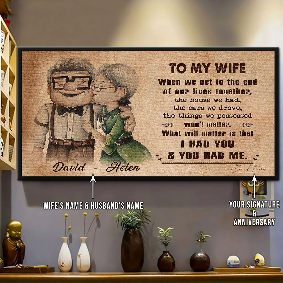 UP003 - To My Wife - I Had You And You Had Me - Carl & Ellie - Up (2009 film) - Horizontal Poster - Horizontal Canvas - Carl & Ellie Poster