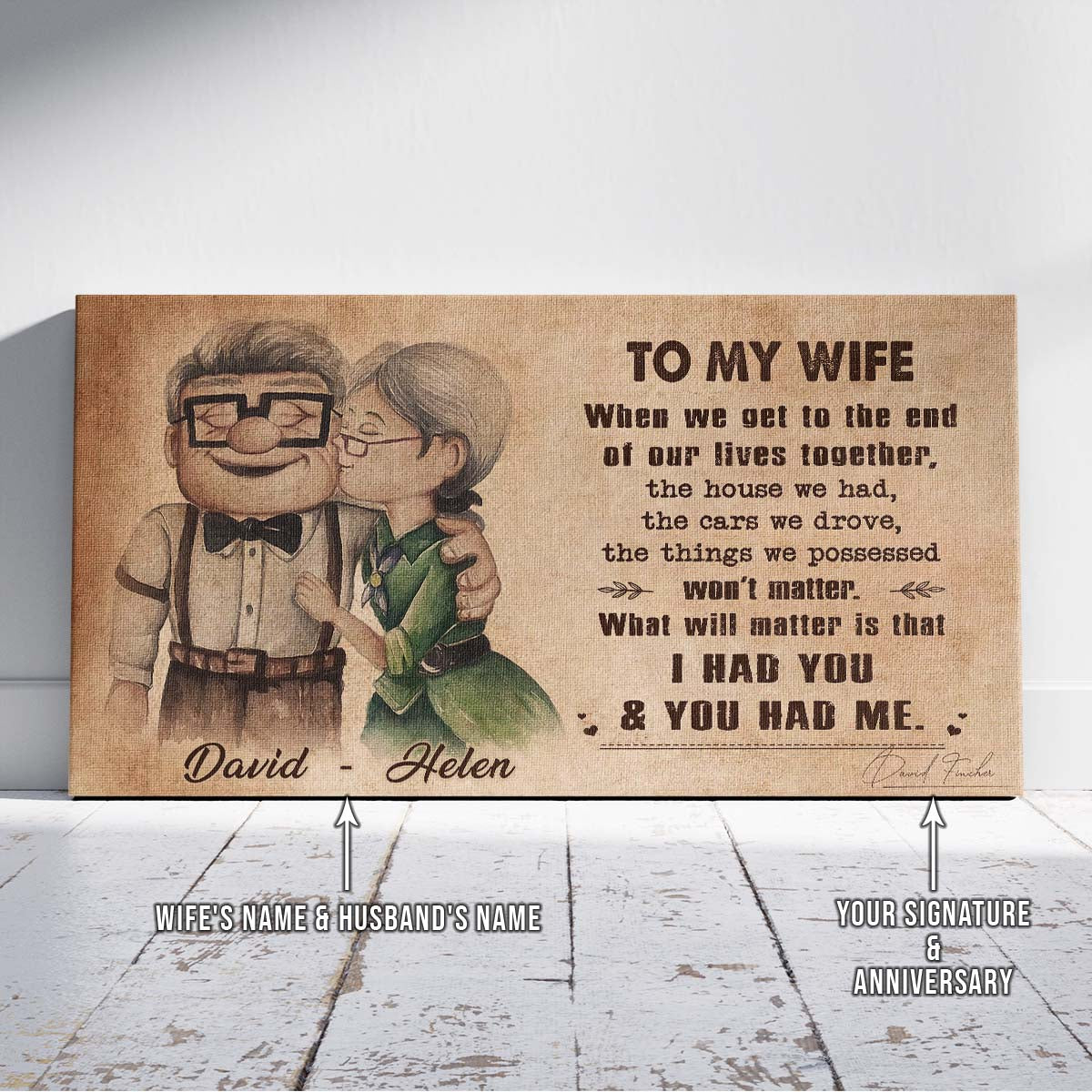 UP003 - To My Wife - I Had You And You Had Me - Carl & Ellie - Up (2009 film) - Horizontal Poster - Horizontal Canvas - Carl & Ellie Poster
