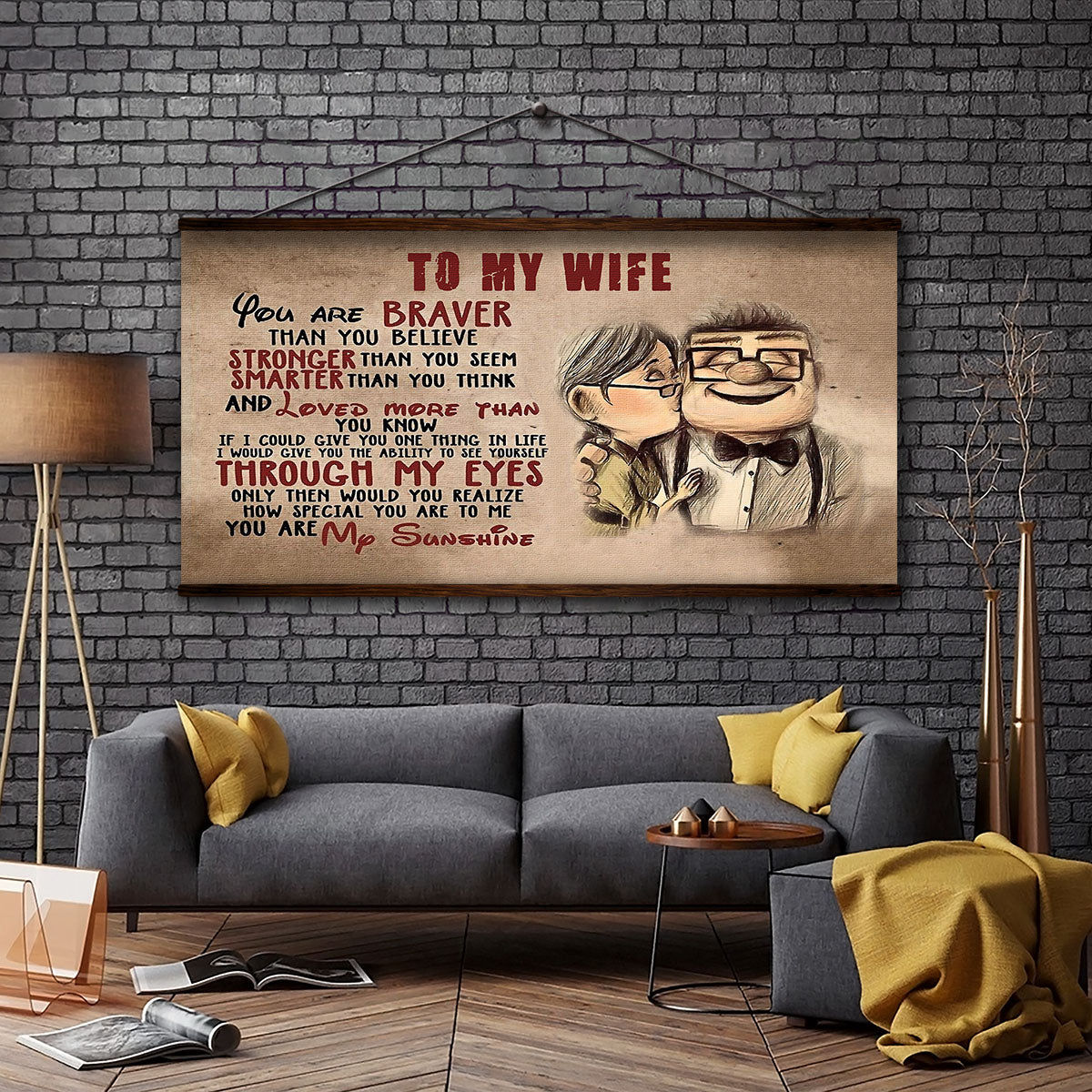 UP005 - To My Wife - Braver - Stronger - Smarter - Loved - Carl & Ellie - Up (2009 film) - Horizontal Poster - Horizontal Canvas - Carl & Ellie Poster