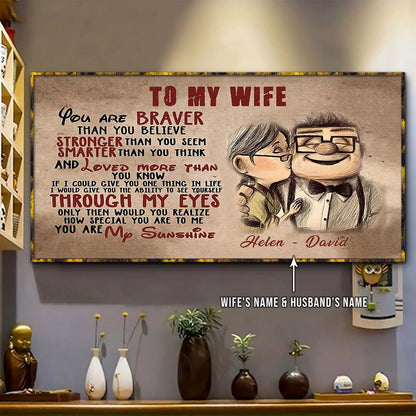 UP005 - To My Wife - Braver - Stronger - Smarter - Loved - Carl & Ellie - Up (2009 film) - Horizontal Poster - Horizontal Canvas - Carl & Ellie Poster