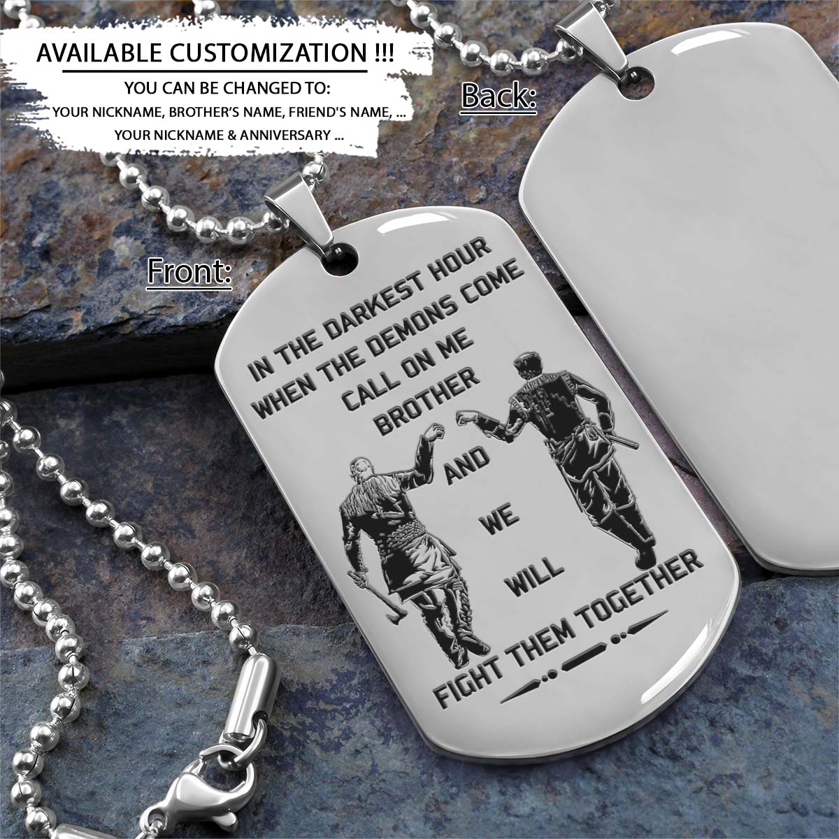 Viking Dog Tag - Call On Me Brother - Ragnar Lothbrok - Floki - Valhalla - Norse Mythology - Scandinavian - Viking Necklace - Engrave Dog Tag