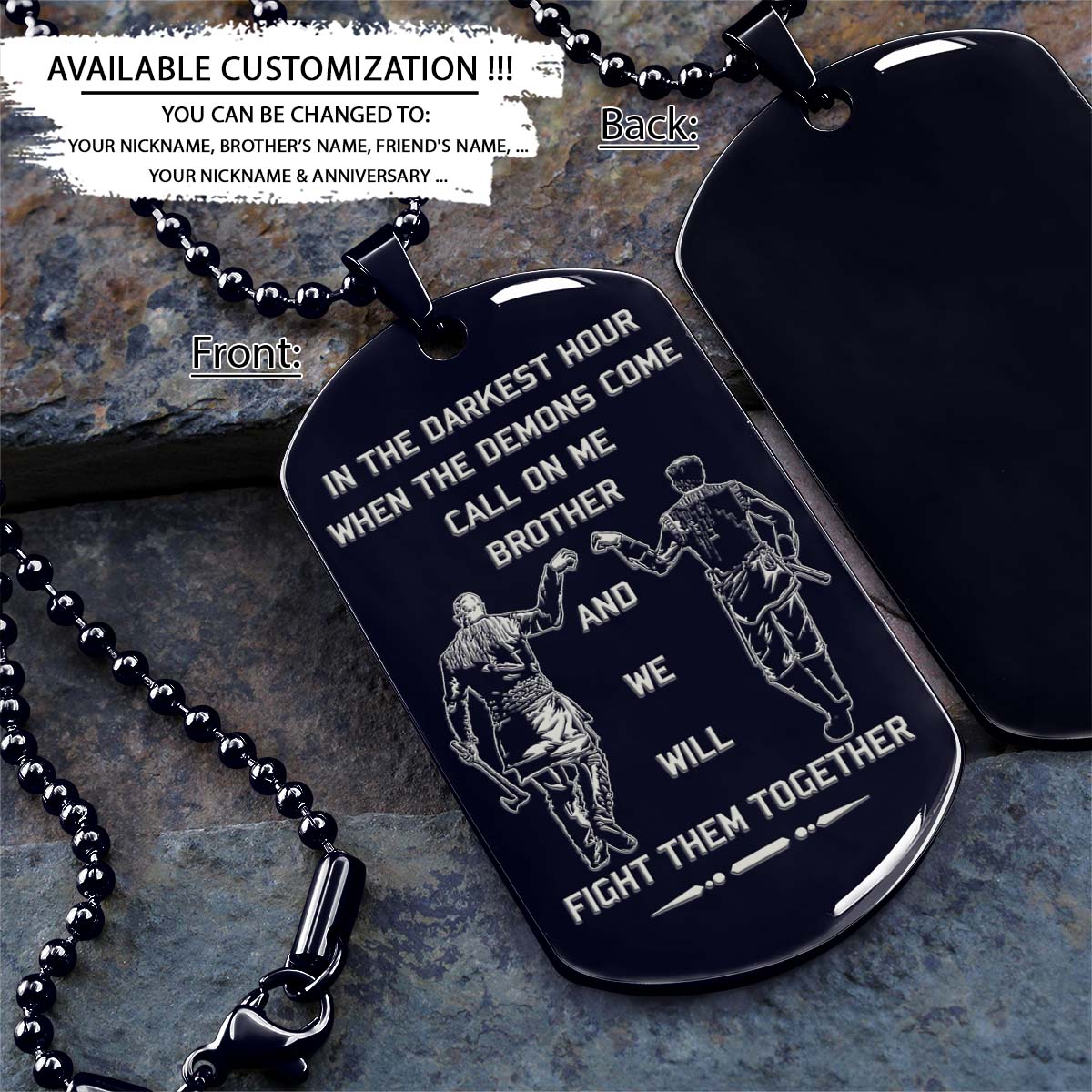 Viking Dog Tag - Call On Me Brother - Ragnar Lothbrok - Floki - Valhalla - Norse Mythology - Scandinavian - Viking Necklace - Engrave Dog Tag