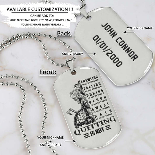 Viking Dog Tag - Quitting Is Not - Ragnar Lothbrok - Valhalla - Norse Mythology - Scandinavian - Viking Necklace - Engrave Dog Tag