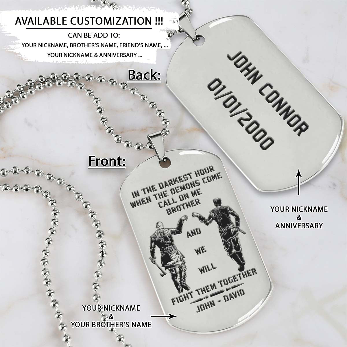 viking dog tag - call on me brother - ragnar lothbrok - floki - valhalla - norse mythology - scandinavian - viking necklace - engrave dog tag